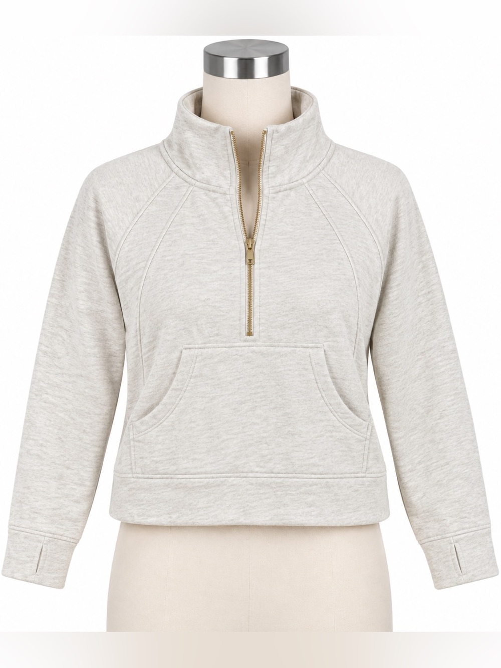 Amazon Women’s Scuba Half Zip Pullover Sweatshirt Size Medium Oatmeal Cream
